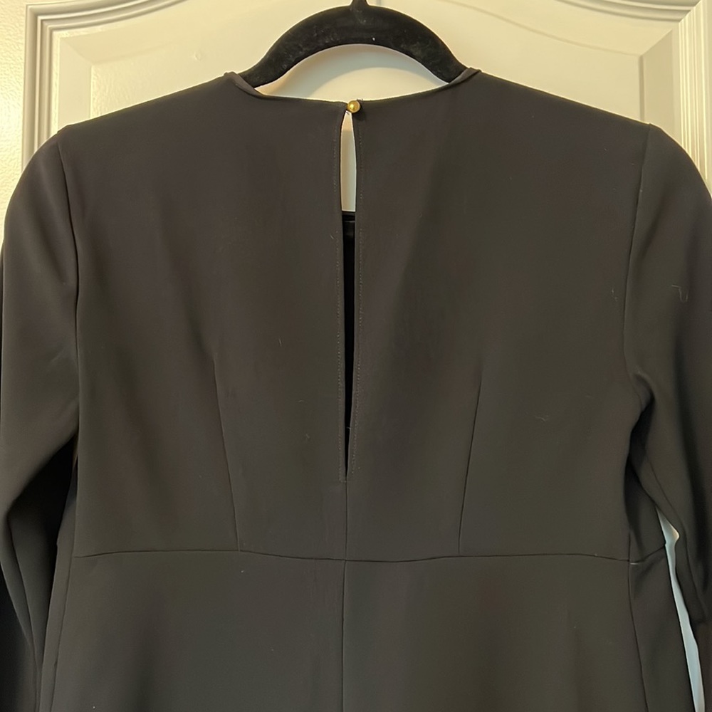 Zara Black Long Sleeve Crepe Shift Dress with Keyhole Back - Picture 10 of 12